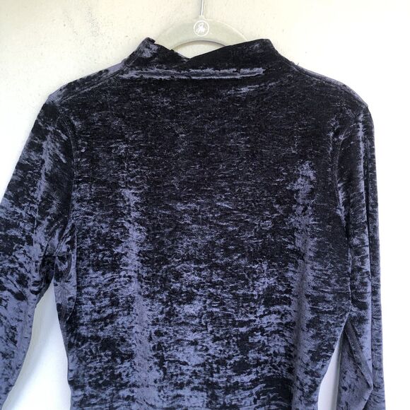 Lululemon All Aligned Mock Neck Top 10 Black Crushed Velvet Velour Crop Shirt - Picture 3 of 11